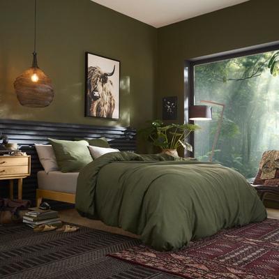 "Haven" Duvet Cover Set - 50% Cotton / 50% Linen - All Sizes - Haven Khaki - Duvet Cover Set 260 X 240 Cm + 2 Pillowcases