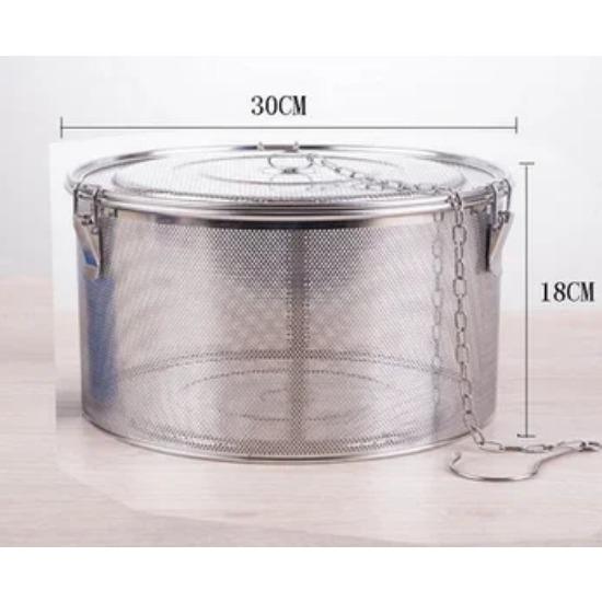 Big Stainless Steel Fine Mesh Strainer Gravy Soup Taste Spice Box Basket Brine Hot Pot Slag Separation Colander Strainers Basket