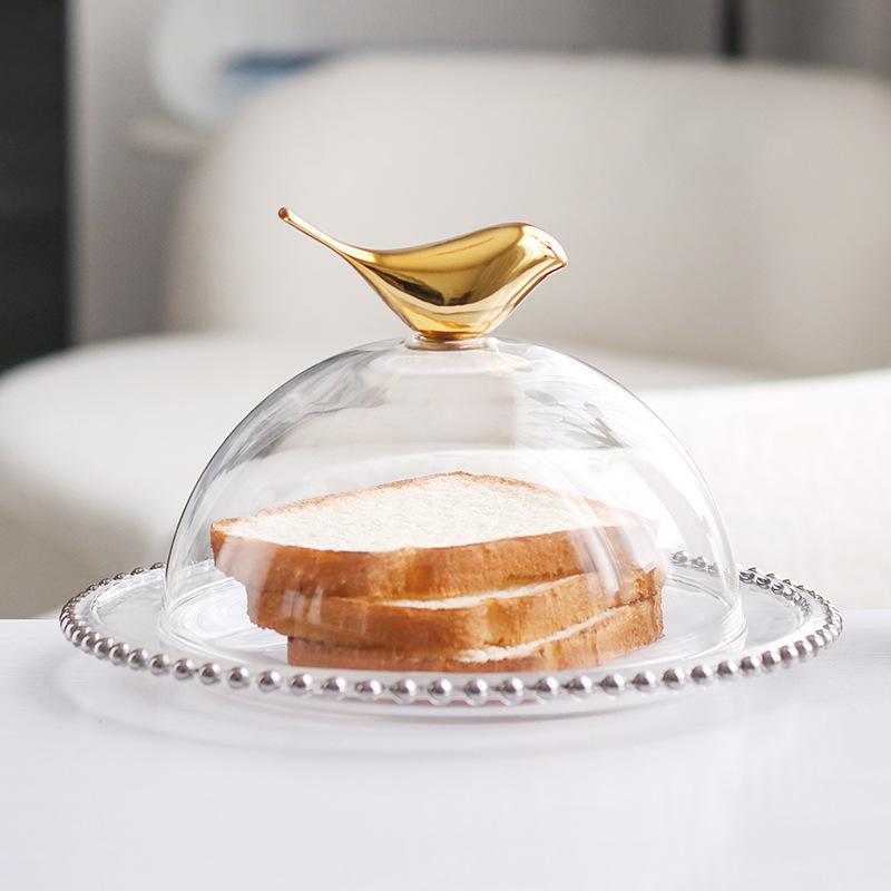 Nordic Light Luxury Bird Glass Cover Ornaments Display Decorations Model Room Hotel Desktop Fruit Plate Ornaments Dust Cover