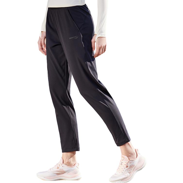 Saucony Solid Color Mid Waist Straight Leg Casual Pants Women bottoms Black SC1239128-1