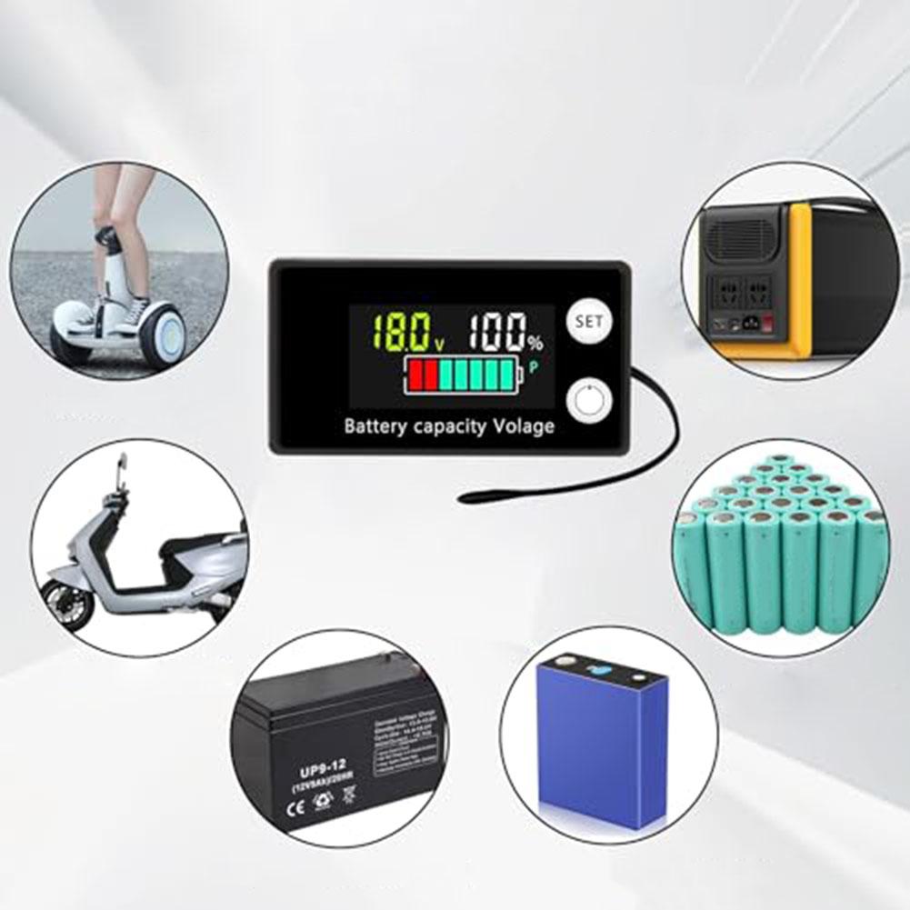 Indikátor kapacity baterie DC 8V-100V LED kyselinový lithiový pro LiFePO4 auto/motocykl voltmetr měřič napětí 12V 24V 36V 48V 60V 7