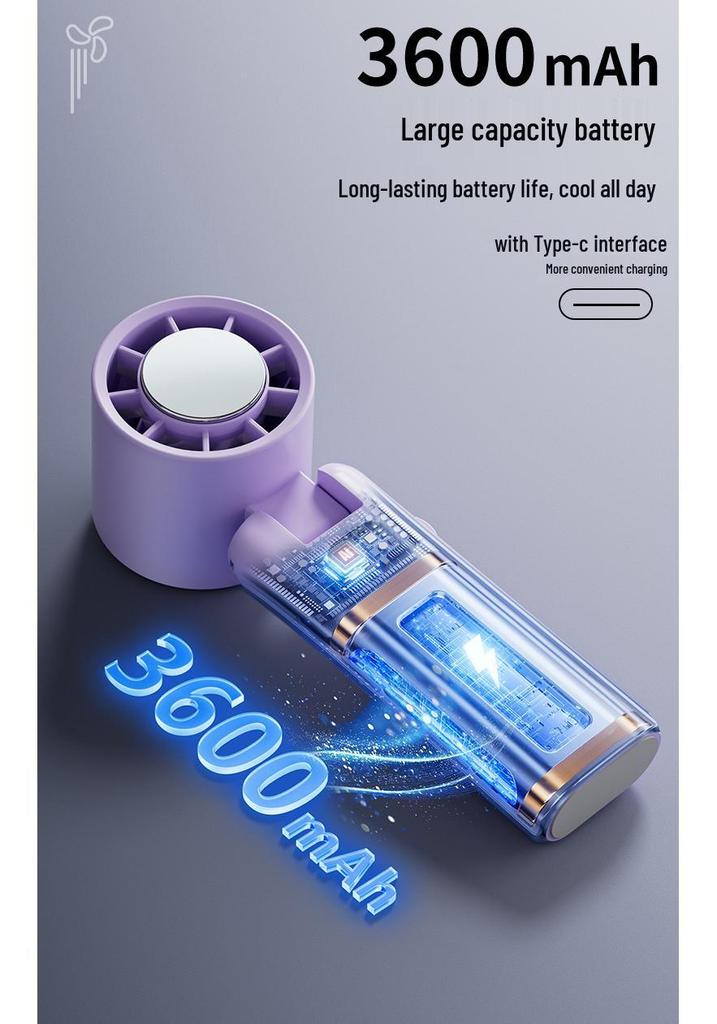 Portable USB Rechargeable Clip-On Fan with Digital Display and High Wind Power, Includes Handheld Cooling Ice Pack