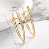 Buyee 925 Sterling Silver Female Big Earring Light White Zircon Triangle V Simple Earring for Woman Fashion Fine Jewelry Earring