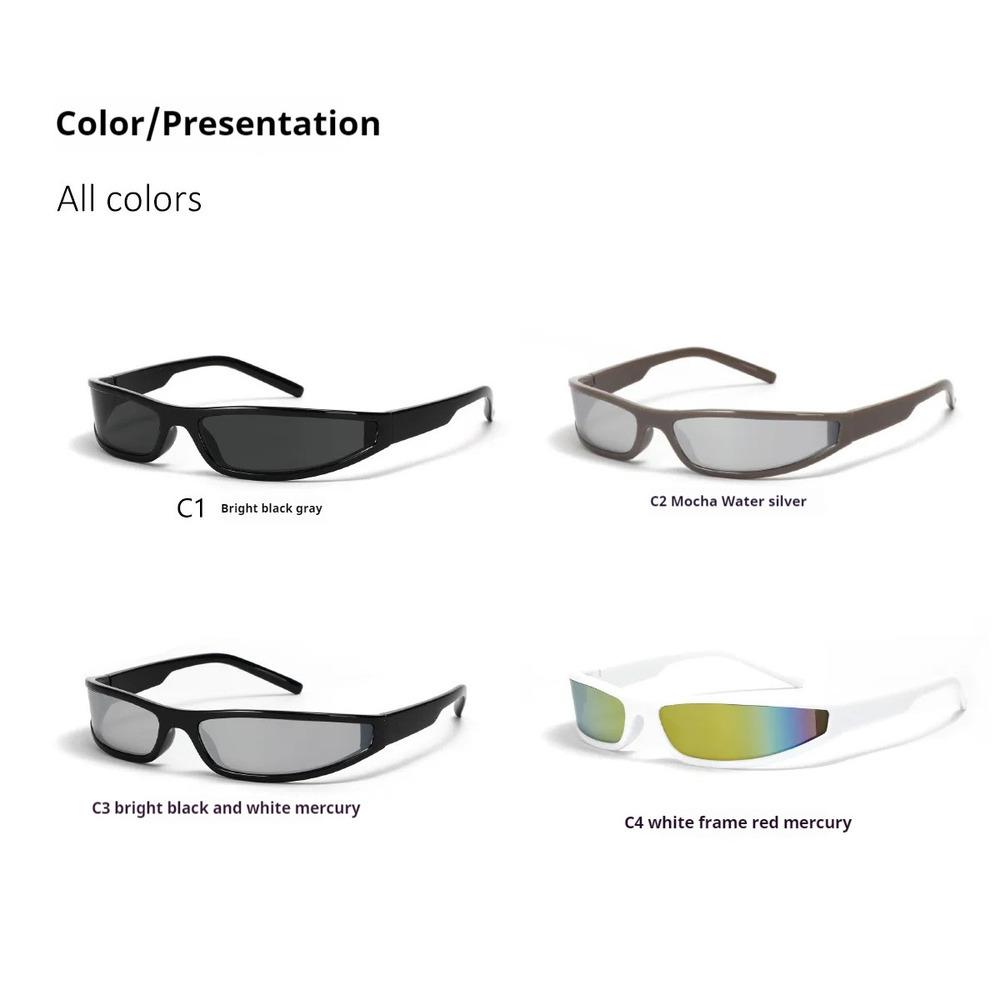 Attractive Glasses Women's Black 2025 Future Style Colorful Sunglasses Instagram New Narrow Frame Male Personality Trend