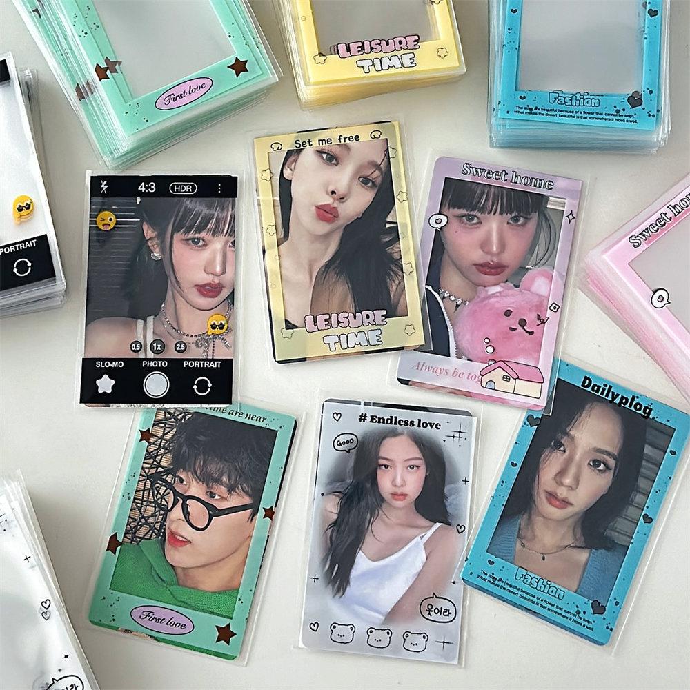 MINKYS Kawaii Ins Hot 50pcs Kpop Sleeves 3 Inch Toploader Card Bag Photocard Sleeves Idol Photo Cards Protective Storage Bag