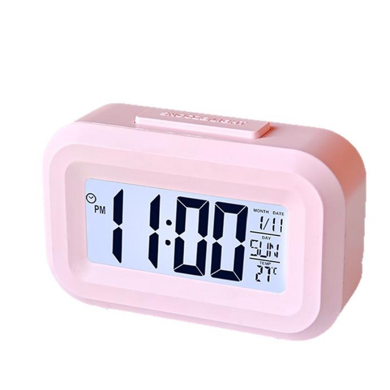 Digital Compact Alarm Clock Temperature Date Display Multiple Colors Easy to Operate for Elderly Student Daily Use