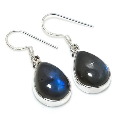 Natural Labradorite Gemstone 925 Solid Sterling Silver Gift Earring 1.25" n3R03