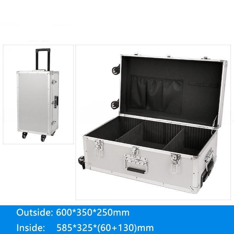 Aluminum Trolley Toolbox Shockproof Hardware Equipment Suitcase Instrument Protection Lockable Luggage Compartment