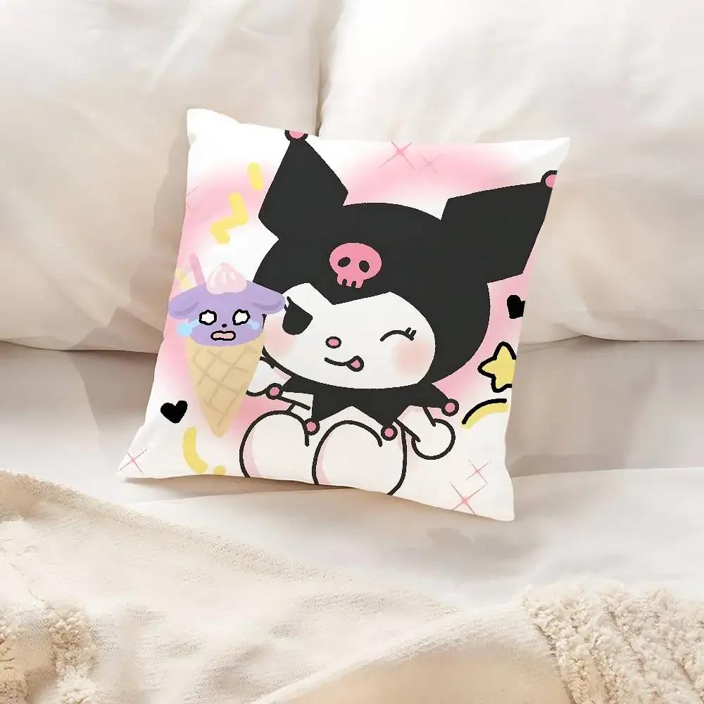 Cute K-Kuromi Pillow Case Cushion Cover Soft Cute Throw Pillow Case For Car Sofa Pillowcase Polyester With Zipper