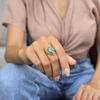 Genuine Copper Turquoise Ring 14K Gold Stylish Turquoise Ring Pear-shaped Unique Handmade Jewelry Bohemian Jewelry Gift for Everyday Wear