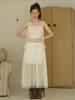 OPENING SUNSHINE Dot See-Through Long Layered Mesh Dress_Ivory