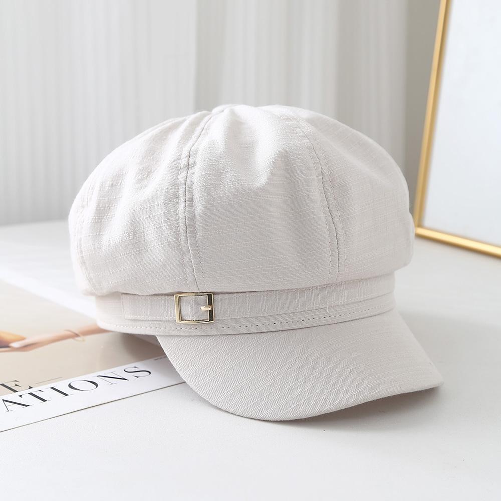 

Black Beret Korean Women Artist Painter Hat Fashion Solid Color Octagonal Cap Belt Decor Retro Duck Tongue Caps Girl Beanies белый