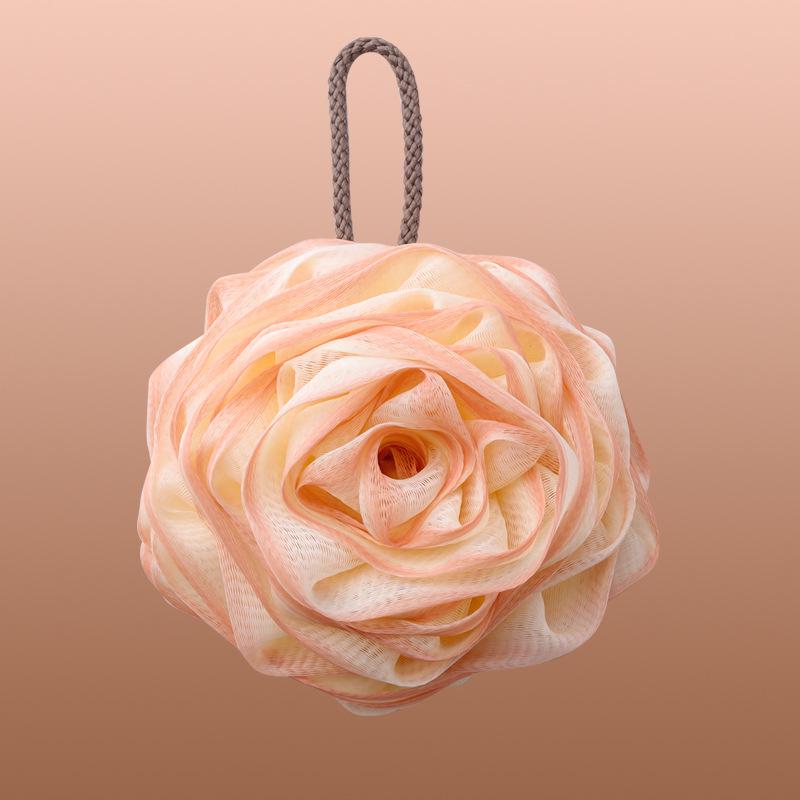 Large Rose Bath Bomb: High-Grade, Non-Shedding, Super Soft Foam Ball with Back Scrubbing Towel 85±5g