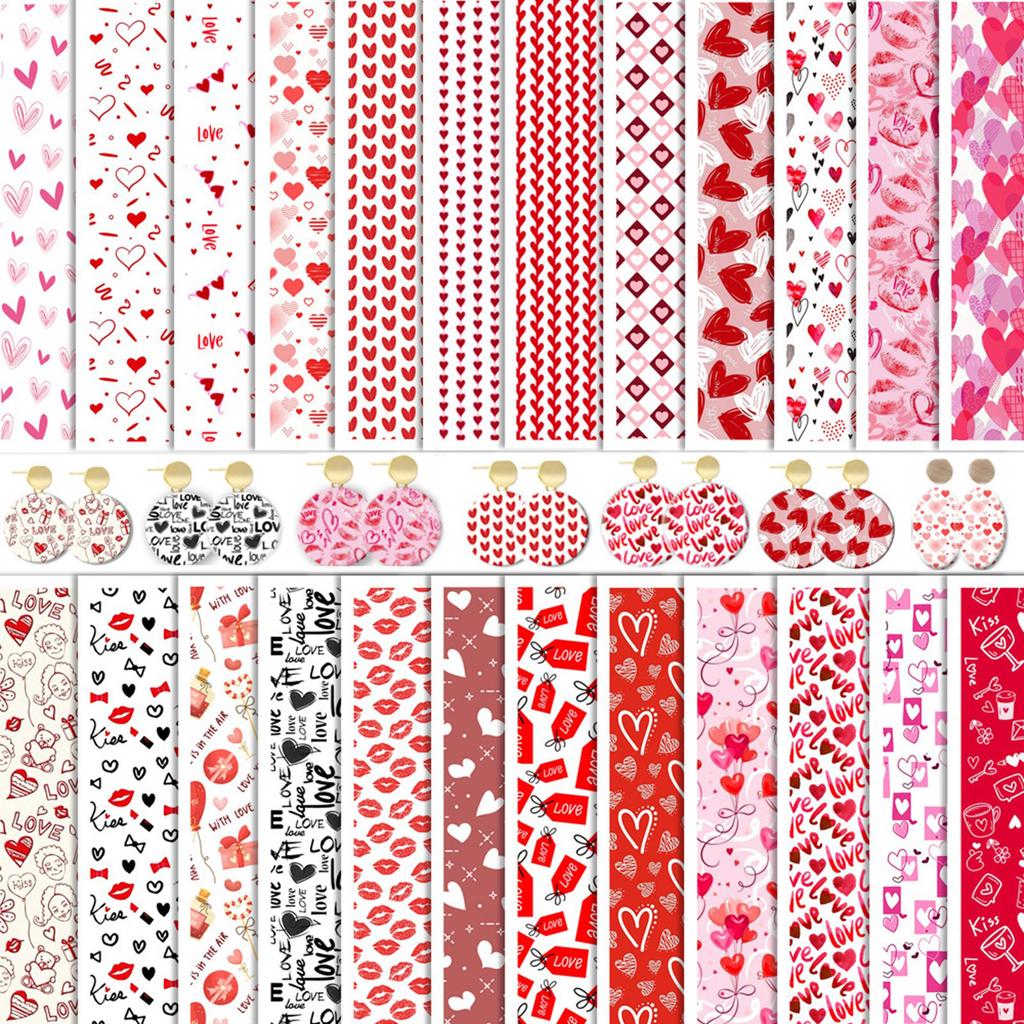 Hârtie de transfer pentru lut Inimă de dragoste de Valentine Hârtie de transfer pentru lut Hârtie de transfer solubilă în apă pentru realizarea de cercei din lut