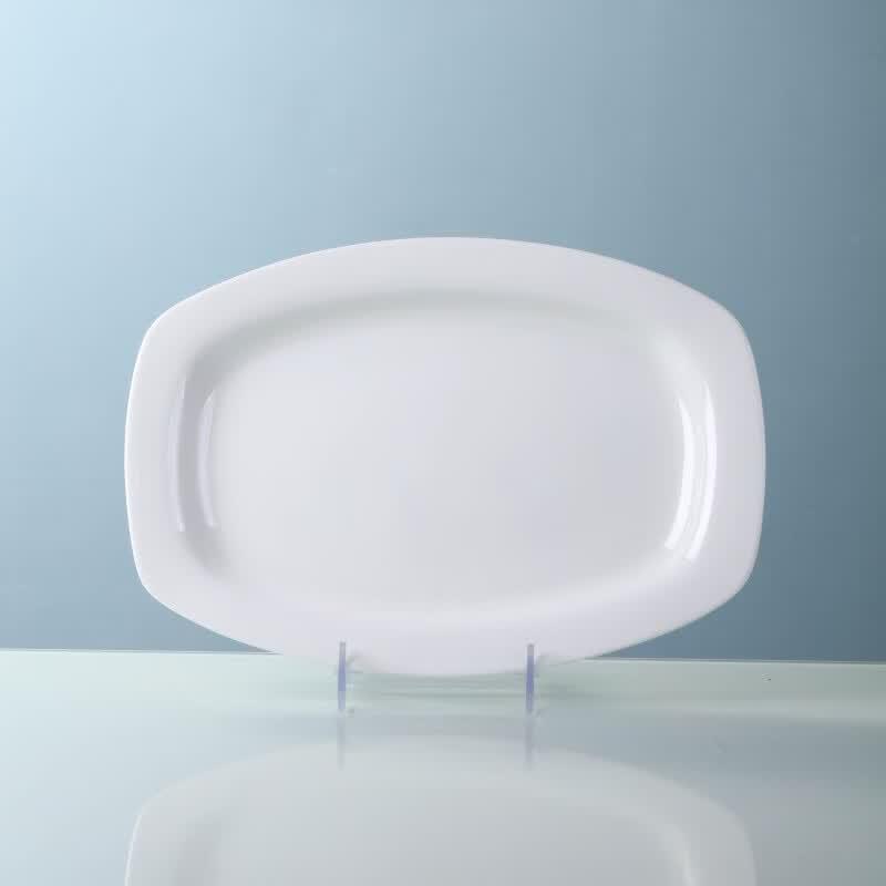 Hao Ya 2026 Pure White 12-inch Rectangular Ceramic Fish Platter