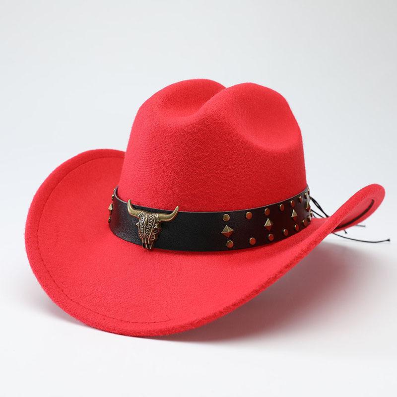 New Western cowboy hat, Tibetan wool top hat, men's and women's autumn/winter outdoor ox-head accessory, travel riding hat