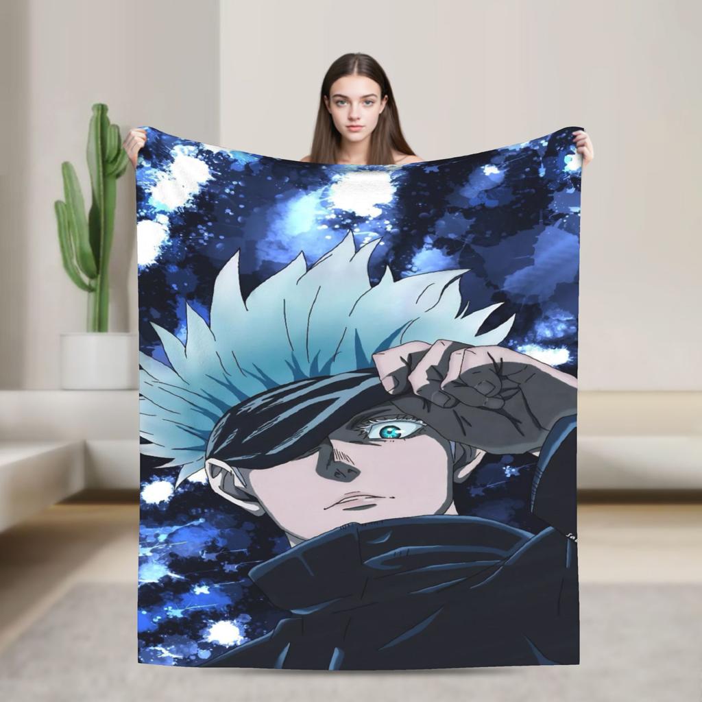 Gojo Satoru Flannel Blankets Winter  Warm Soft Throw Blanket for Kids Adult Couch Bed Funny Bedspread Sofa Bed Cover