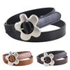 Imitation Leather Women Belt Metal Flower Pin Buckle Adjustable Design