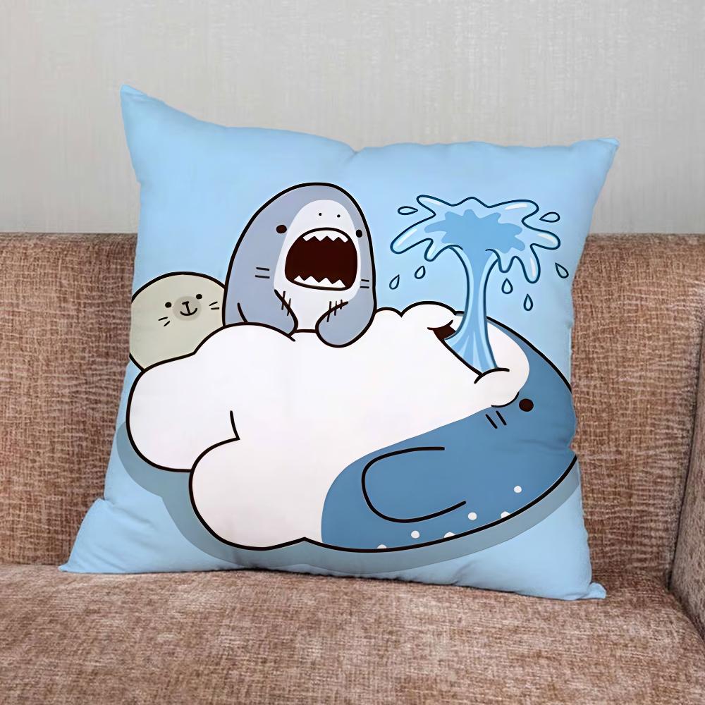 Cute Shark Cartoon Pillow Case For Home Bedroom Car Office Decoration Living Room Sofa Cushion Cover Suitable