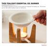 1Set Bamboo Essential Oil Burner Ceramic Tealight Wax Melt Warmer Decorative Aroma Diffuser Holder for Home Yoga Spa