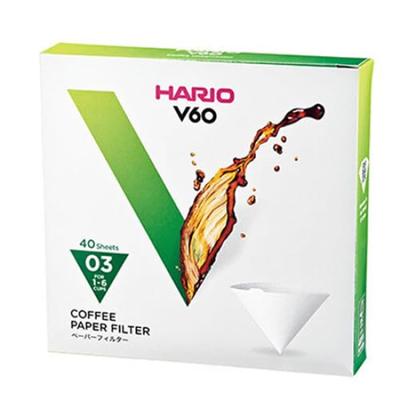 HARIO V60 Paper Filter 03W for 1 To 6 Cups, 40 Pieces VCF-03-40W