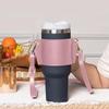 1 Stück Tragbarer Wasserflaschengriff Schultergurt Für Stanley 30-40oz Flaschen Pu-Leder Kaffeebecher Zubehör