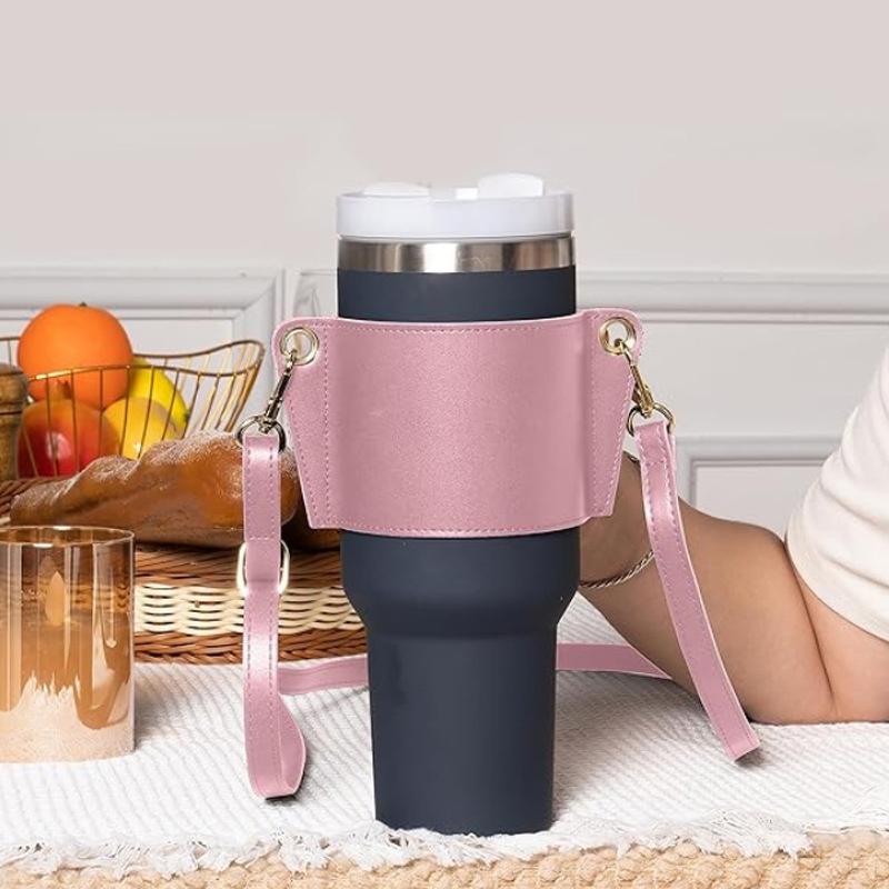 1 Stück Tragbarer Wasserflaschengriff Schultergurt Für Stanley 30-40oz Flaschen Pu-Leder Kaffeebecher Zubehör