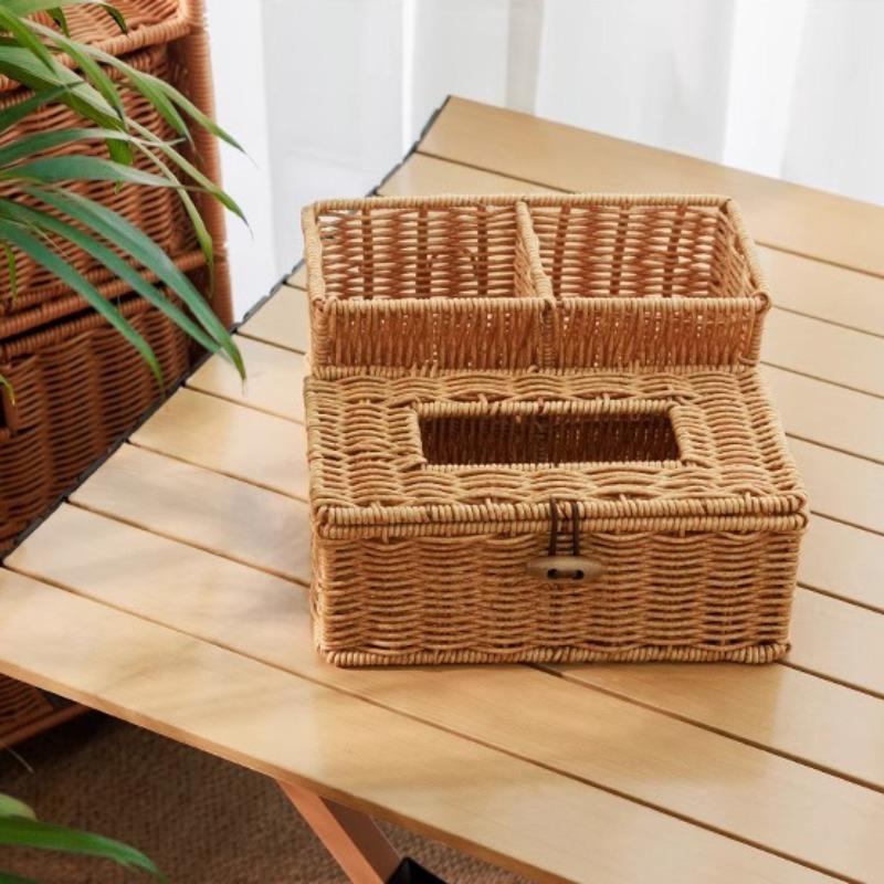 Imitation Vine Tissue Box Japanese Style Household Tissue Boxes Holder Modern Minimalist Storage Boxes Kitchen Organization