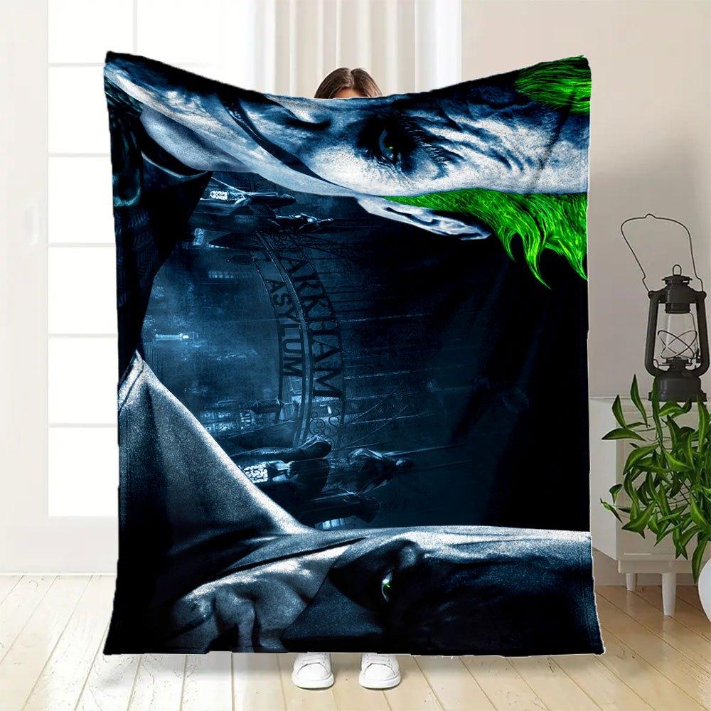 Arkham Asylum Joker Wall Scroll Poster DecorBlanket Flannel Throw Blanket for Sofa, Bed, Travel, Camping, Office, Couch, Chair
