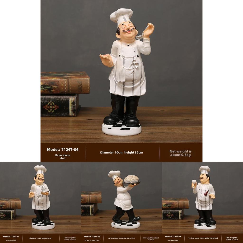Estatueta de Chef em Resina Estilo Europeu Para Decoração de Casa Loja de Bolos Decoração de Mesa de Centro