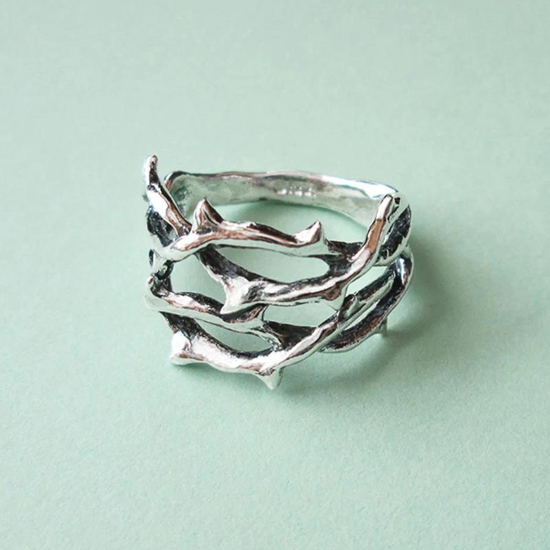 

Huitan Vintage Branch Rings for Men/Women Metal Anti Color Retro Hip Hop Finger Accessories Daily Wear Chic Couple Rings Zircon 6