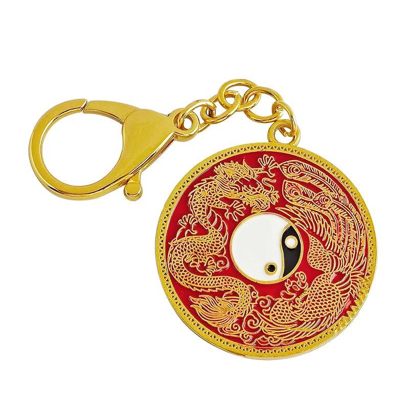 [YISHUI] (Isui) feng shui goods key ring Taoism Bagua yin and yang Taiji symbol self-defense talisman amulet mantra fortune Auspicious origin good