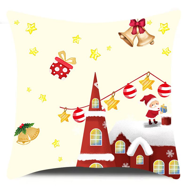 New Christmas Elements Multicolor Digital Printed Pillow Case Sofa Decoration Santa Claus Pillow Case Pillow Case