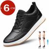 Men's Genuine Leather Elevator Casual Shoes Breathable Black/White Height Increasing Sneakers Sports 6cm Tall Shoes