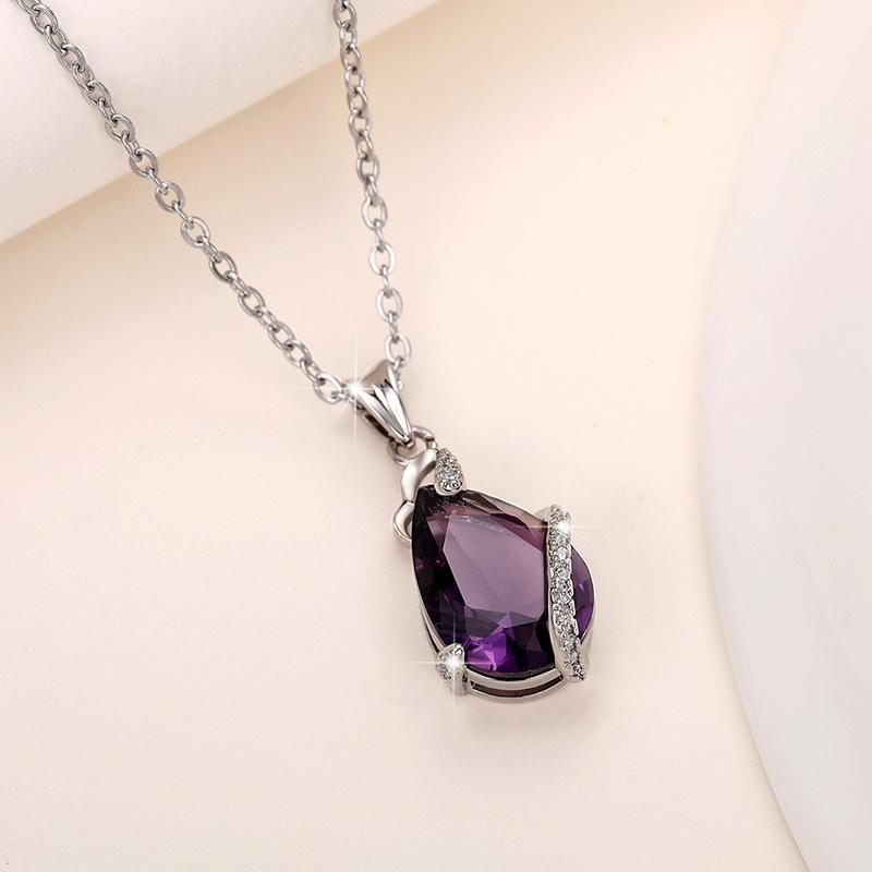 1Pc Fashion, Inlaid with Purple Synthetic Zircon, Fashion, Versatile Pendant Necklace