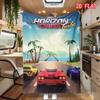 Horizon Chase Turbo Themed Flannel Blanket, 2D Flat Warm Throw, Retro Racing Game Sofa Blanket