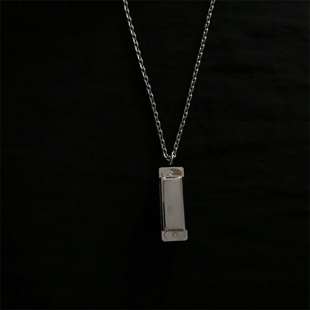 Couple Necklace Female Necklace Korean Style Necklace Silver Necklace Mini Harmonica Necklace