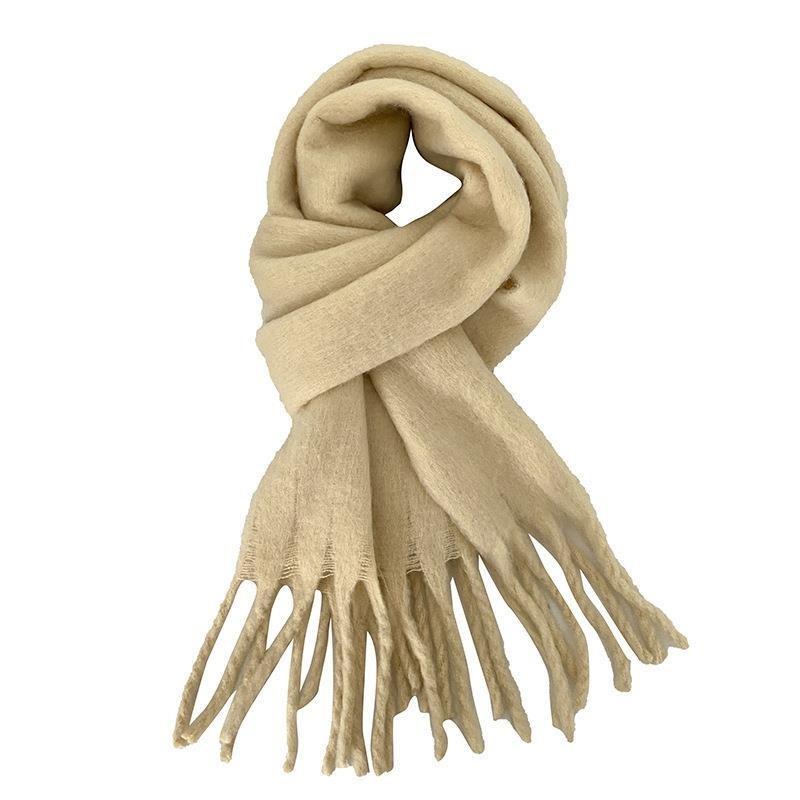 Limited-time snap-up price! Mohair fleece scarf women's 14 classic colors, warm in autumn and winter, soft and thickened scarf, solid color
