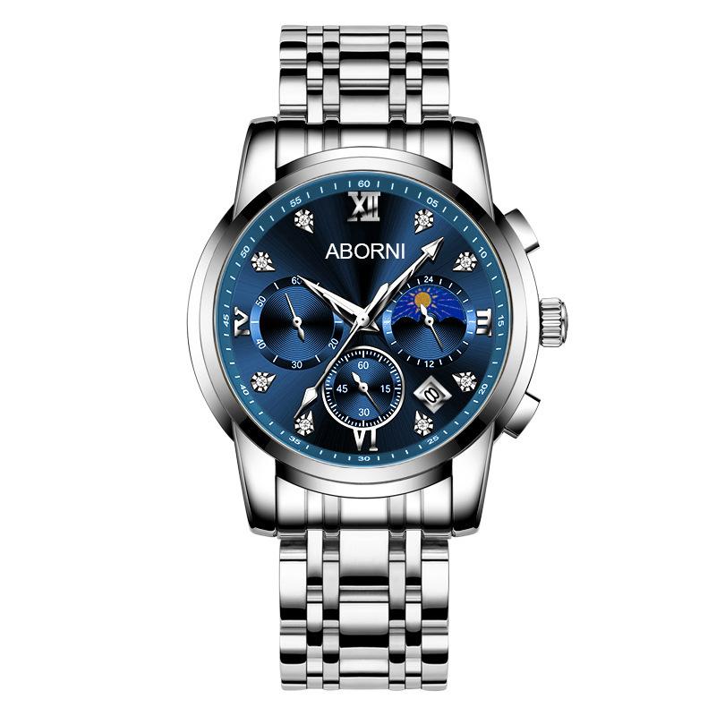 Yaboni Men'S Watch Multifunctional Three-Eye Six-Pin Business Watch Calendar Waterproof Luminous Men'S Watch
