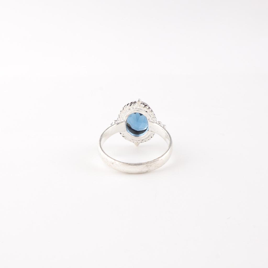 London Blue Topaz Gemstone 925 Sterling Silver Jewelry Handmade Engagement Ring RR-9-7