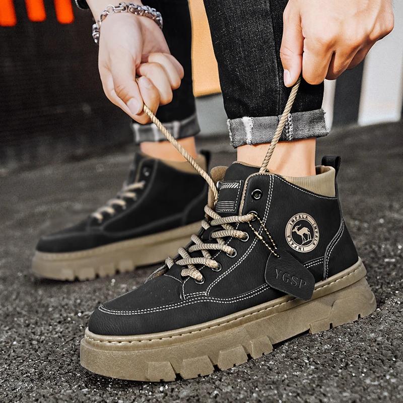 Modă Cizme Bărbați Piele Casual Iarnă Pantofi de Lucru Exterior Platformă Drumeție Designer Lux Modă Glezna Cowboy Combat Tactic