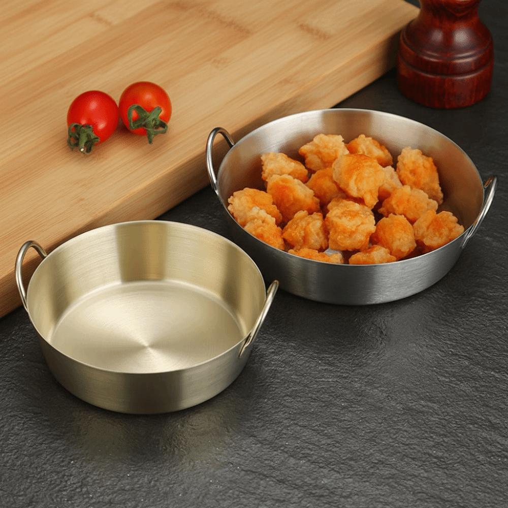 Round Two-Ear Snack Dish 304 Stainless Steel Dual Handle Bowl New Sauce Dipping Bowl  Kitchen Use
