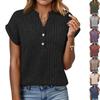 2026 Lente/Zomer Casual Dames Geborstelde Ribbel V-hals Vleermuis Mouw Korte Mouw T-shirt Top