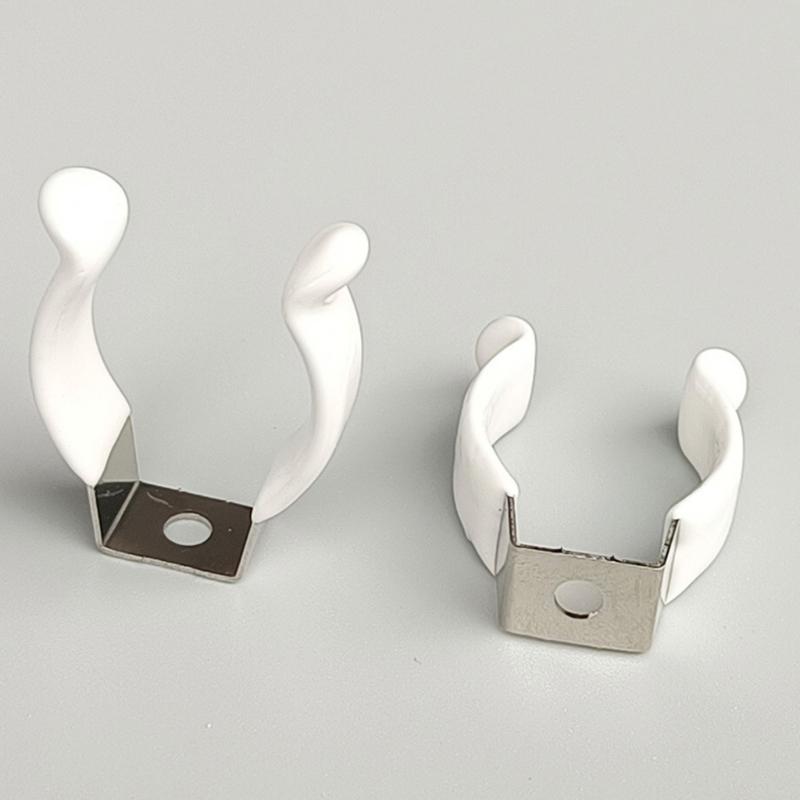 10lots Stable T8 Lamp Clip for LED Bulbs Fluorescent Tubes Anti Sagging Mounting Brackets White Plastic Coated