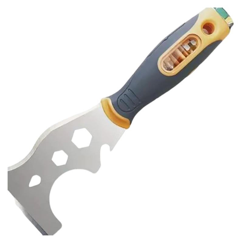 

High Durability Stainless Steel 16 in 1 Putty Scraper Tool With Nonslip Grip Ideal For DIY Projects And Professional Use жёлтый