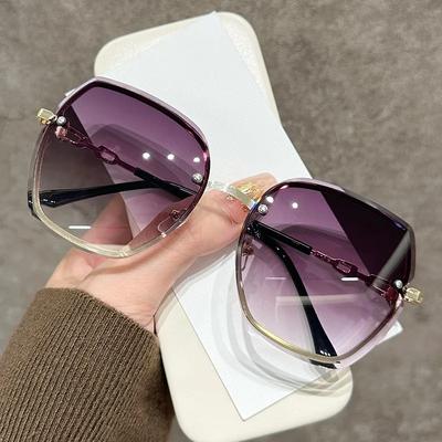 Fashion Rimless Square Sunglasses For Women   Designer Sun Glasses Vintage Shades Female Pink Eyewear Gafas De Sol