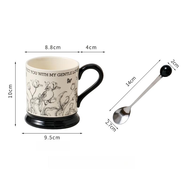 Retro Ceramic Mug Couple Cup Home Office Water Cup Coffee Cup Girls Gift Holiday Souvenir