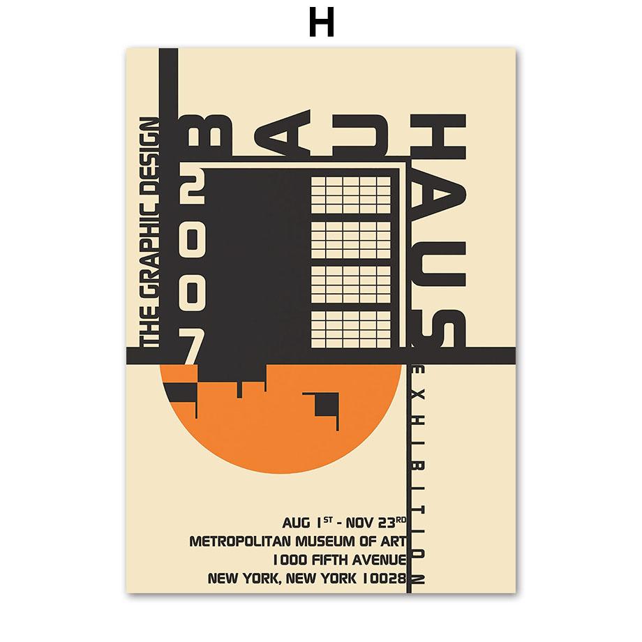 Bauhaus Linie Farbblock Geometrische Wandkunst Poster und Drucke Abstraktes Leinwandgemälde Hotel Bar Bilder für Wohnzimmerdekor