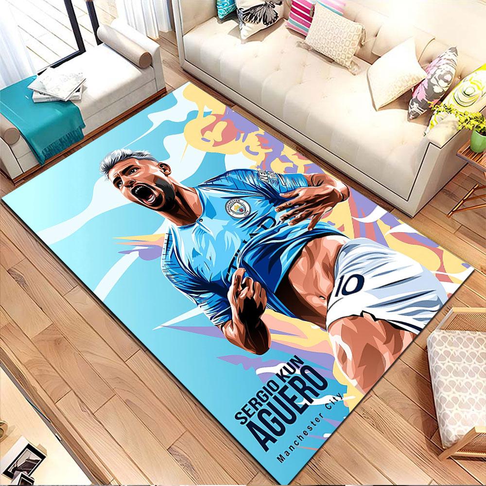 Soccer Celebration Art Print Patterned Carpet, Non Slip Mat Suitable for Living Room and Bedroom Sofas