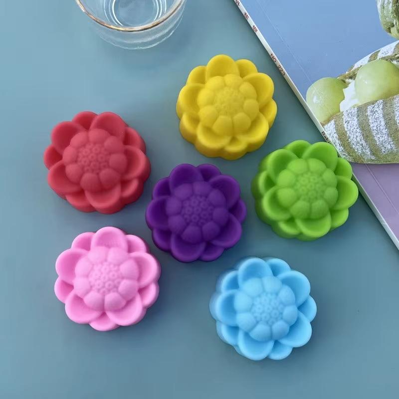 10pcs/lot 5cm Various Flower Designs Silicone Mold Chocolate Pudding Ice Mould Cupcake Cake Tools DIY Mini Soap Candle Molds